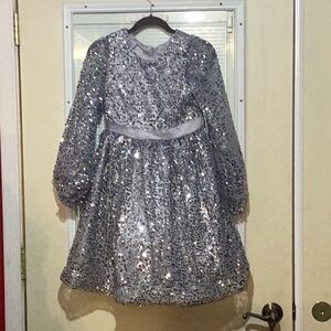 NWT  Kenzie Girl Shimmering Silver Sequin Dress